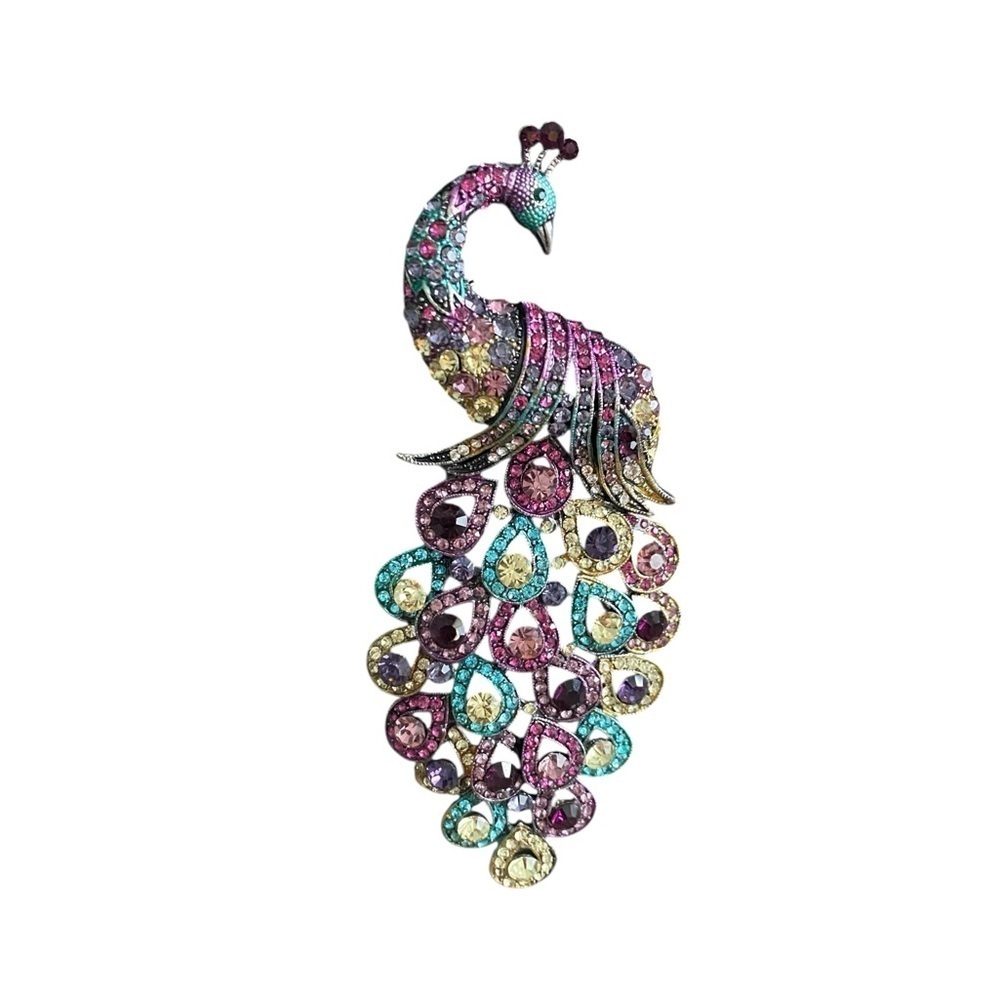 Peacock Paradise Embellished Brooch